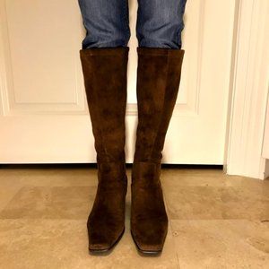 Brown suede boots